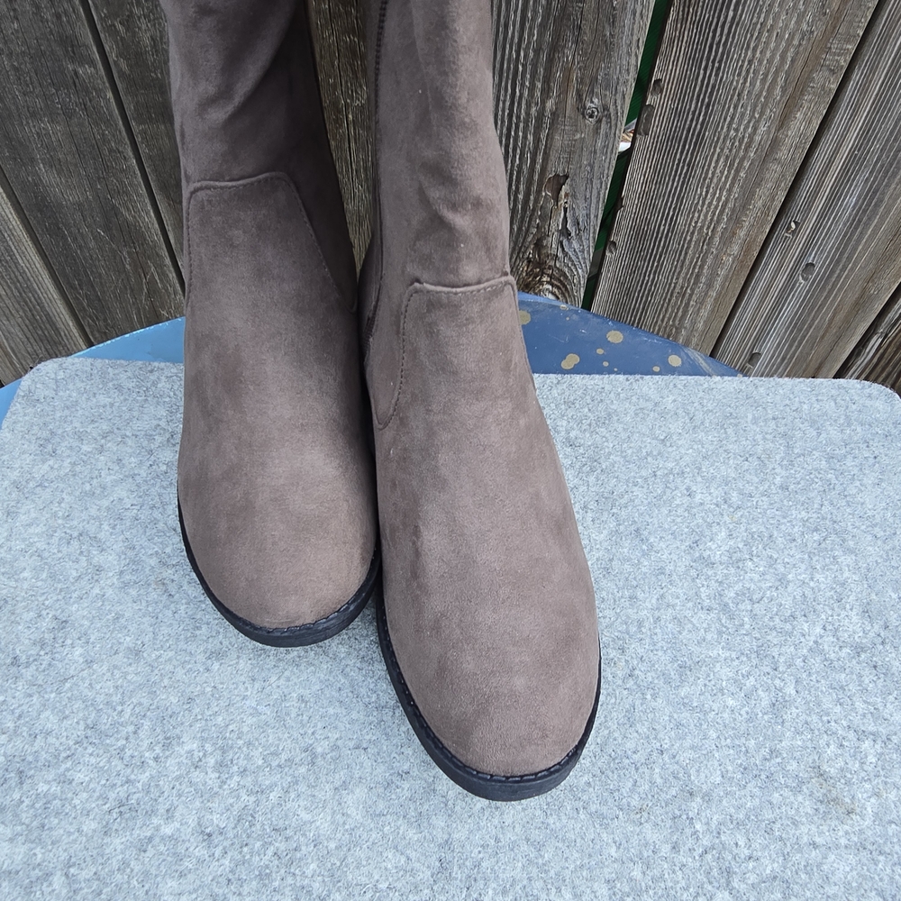 Style & Co.Style Womens Hayley Faux Suede Zipper Riding Boots Taupe Sz 6.5 - Picture 6 of 13